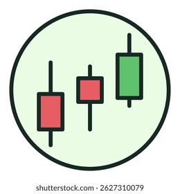 Crypto currency Candlestick Chart vector concept Investment and Trading colored round icon or design element