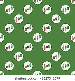 Crypto currency Candlestick Chart vector concept Investment and Trading colored round seamless pattern