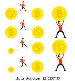 crypto currency cartoons set