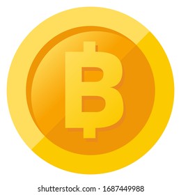Crypto currency coin icon. Flat vector illustration of golden money. Online virtual banking, investment.