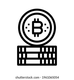 Moneda criptográfica. Vector de línea. Aislado sobre fondo blanco.