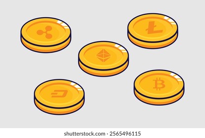 crypto currency coins 3D design