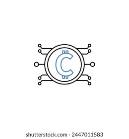 crypto currency concept line icon. Simple element illustration. crypto currency concept outline symbol design.