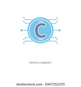 icono de línea de concepto de criptomoneda. Ilustración de elemento simple. Diseño de símbolo de esquema de concepto de criptomoneda.