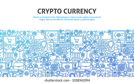 Crypto Currency Concept. Vector Illustration of Line Web Design. Banner Template.