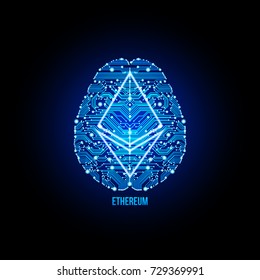 Crypto currency dash on brain background on black background. Vector illustration. Use for logos, print products, page and web decor or other design.
