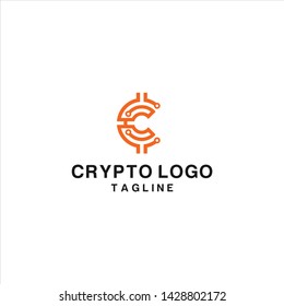 crypto currency digital exchange logo C initial coin icon illustration