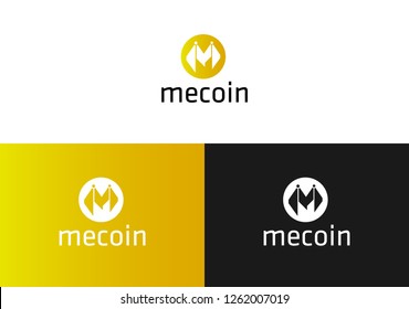 Crypto currency digital money with M type two people shaking hand