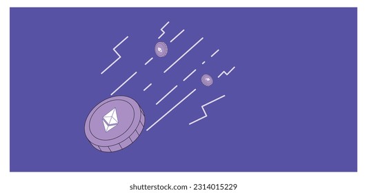Crypto Currency Ethereum ETH conceptual web banner template. Blockchain technology digital currency background.