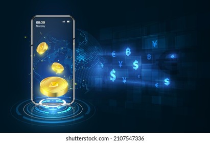 Crypto currency, ethereum Crypto on Mobile. Banner Vector.