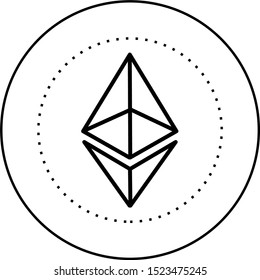 Crypto currency ethrem or etm line art icon.  Black  aesthetic contour