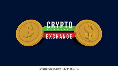 crypto currency exchange. bitcon and dollar exchange vector illustration