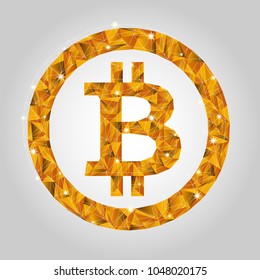 Crypto currency. Gold coin bitcoin in low-poly style