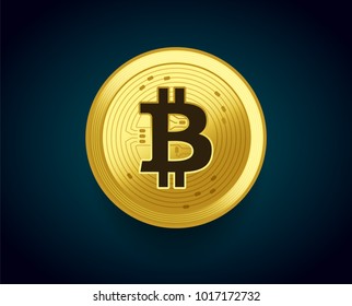 Crypto currency golden coin of Bitcoin - vector illustration concept of the monetary symbol