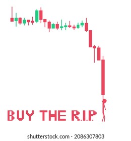 crypto currency graph , stock  trading chart downtrend until you die  cartoon style.  svg
