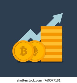Crypto currency growth vector illustration
