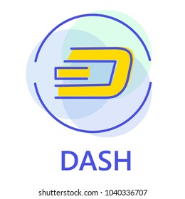 Crypto currency icon set on blue outline style.