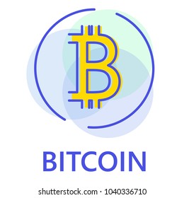 Crypto currency icon set on blue outline style.