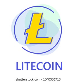 Crypto currency icon set on blue outline style.
