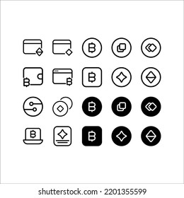 cripto, juego de iconos de moneda, en el fondo blanco eps 10.