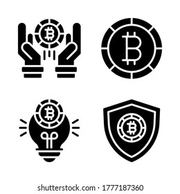 Crypto currency icon set = save bitcoin, bitcoin, lamp, shield.
Perfect for website mobile app, presentation, illustration and any other projects.