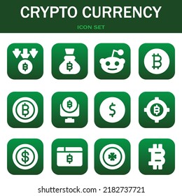 crypto currency icon set. Vector  illustrations related with Bitcoin, Bitcoin and Reddit