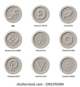 Crypto currency icons coin set