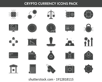 Iconos De Moneda De Cripto Fijados En Color Gris Y Blanco.