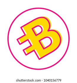 Crypto currency icons set isolated on pink-gold outline. Vector illustration.