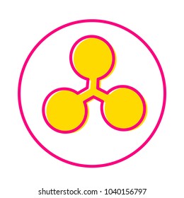 Crypto currency icons set isolated on pink-gold outline. Vector illustration.