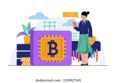 Crypto Currency Illustration Konzept. Flache Illustration einzeln auf weißem Hintergrund.