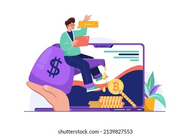 Crypto Currency Illustration Konzept. Flache Illustration einzeln auf weißem Hintergrund.