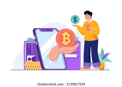 Crypto currency Illustration concept. Flat illustration isolated on white background.