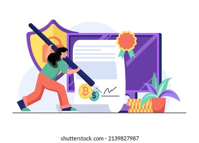 Crypto Currency Illustration Konzept. Flache Illustration einzeln auf weißem Hintergrund.