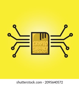 Moneda De Cripto. ilustración de tarjeta de datos con líneas de red.
