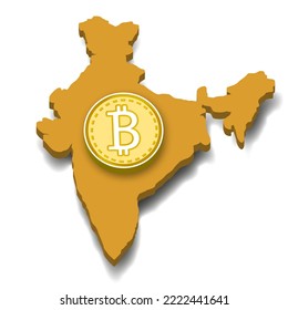 Crypto currency india 3d vector.