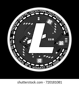 Crypto currency litecoin black and white symbol