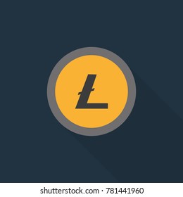 crypto currency litecoin flat icon style on deep blue background.
