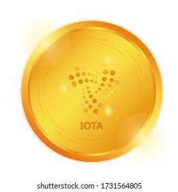 Crypto currency logo gold coin: IOTA. Digital coin, icon