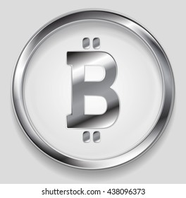 Crypto currency, metal icon bitcoin design. Internet virtual money bitcoin symbol