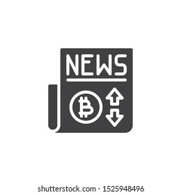 Crypto currency news headline vector icon. filled flat sign for mobile concept and web design. Newspaper bitcoin news glyph icon. Symbol, logo illustration. Vector graphics