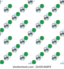 Crypto currency Online Trading and Dollar sign vector concept colored seamless pattern