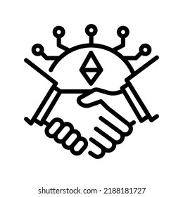 Crypto currency partnership black line icon. Virtual money. Pictogram for web page.