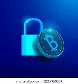 Vector 3d de privacidad de la divisa criptográfica.