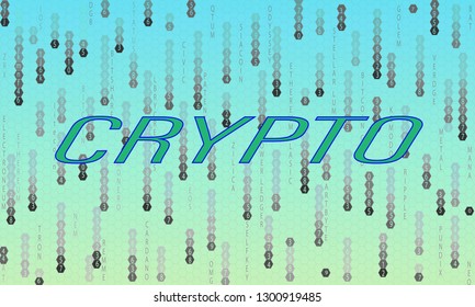 crypto currency shapes in the shape of raindrops with an inscription in the middle