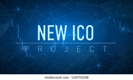 Crypto currency stock chart on futuristic hud background with blockchain polygon peer to peer lightning network. Global ICO crypto business banner concept. Blue structure style vector illustration.