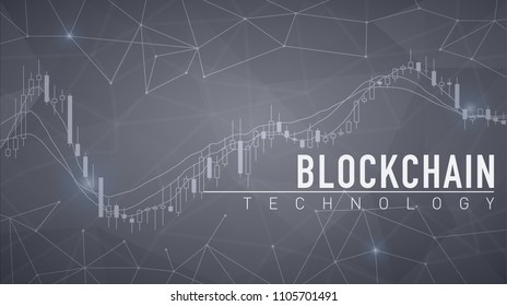 Crypto currency stock chart on futuristic hud background with blockchain polygon peer to peer lightning network. Global  crypto business banner concept. Gray structure style vector illustration.