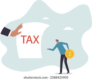 Crypto currency tax, government make crypto investor to pay tax for capital gain or profit.business concept.flat character.