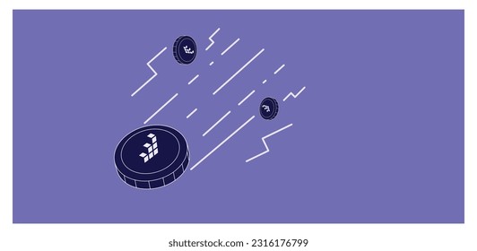 Crypto Currency Tempus TEMP Token conceptual web banner template. Blockchain technology digital currency background.