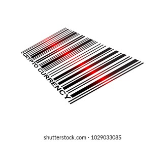 Crypto Currency Text And Laser Scanned Barcode Icon
